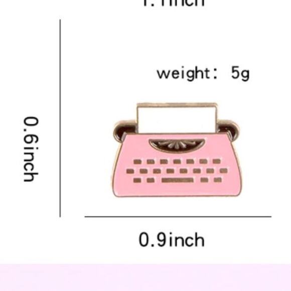 Pink Classic Typewriter Writer Pin Brooch - Picture 2 of 3
